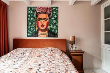 Bed zgan Oranje velours fluweel 160 x 200 beschikbaar voor biedingen