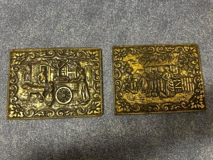 Twee Vintage Decoratieve Wandplaatjes, Antiek en Kunst, Antiek | Wandborden en Tegels, Ophalen of Verzenden