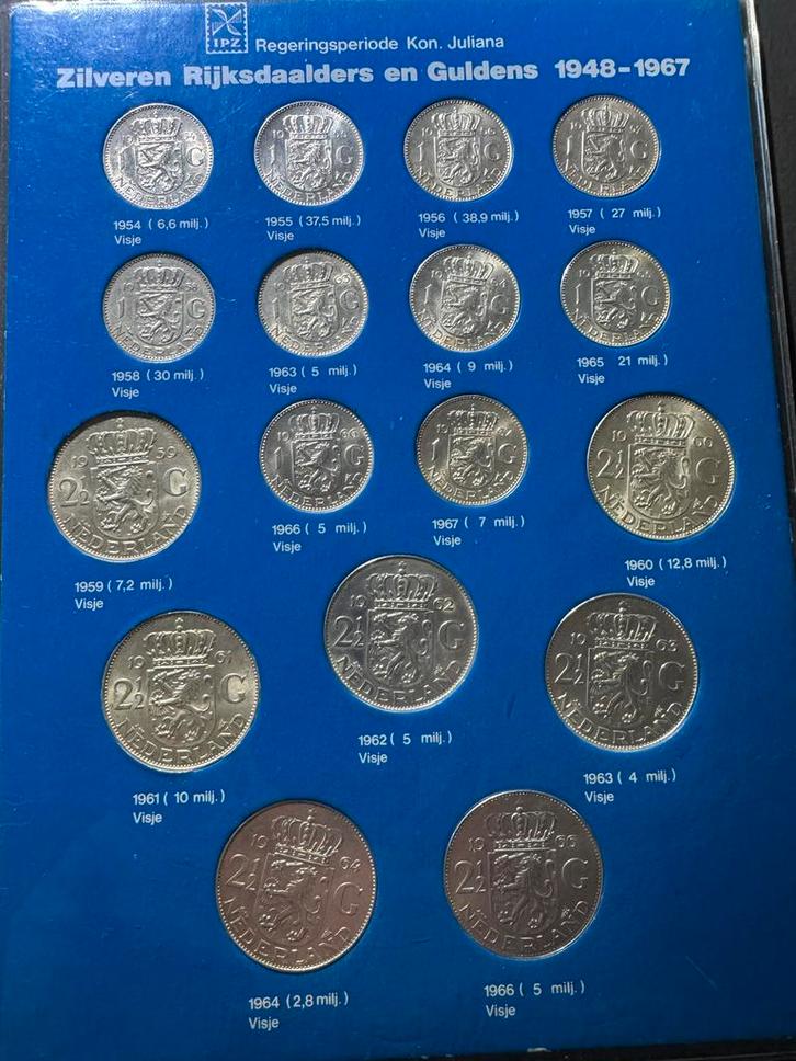 Juliana Zilveren Guldens Rijksdaalders en Tientjes Compleet, Postzegels en Munten, Munten | Nederland, Setje, 10 gulden, Koningin Juliana