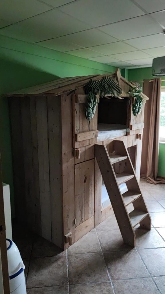 Stapelbed in vorm van boomhut, Ophalen, Gebruikt, 90 cm, 210 cm