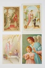De eerste heilige communie - 5 devotie prenten, Verzamelen, Verzenden, Zo goed als nieuw, Voor 1940, Prent