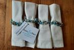 4 Nieuwe servetten met bandje van oa cloisonné kralen, Ophalen of Verzenden