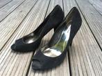 DUNE zwart suede peeptoes/pumps maat 41, Kleding | Dames, Schoenen, Pumps, Zwart, Ophalen of Verzenden, Zo goed als nieuw