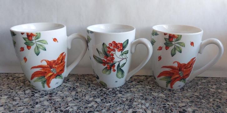 3 Janneke Brinkman-Salentijn (JBS) Mok Senseo Seasons Kerst, Huis en Inrichting, Keuken | Servies, Zo goed als nieuw, Kop(pen) en/of Schotel(s)