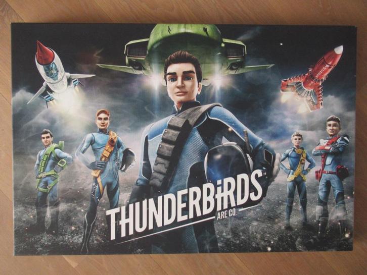 Groot Thunderbirds schilderij poster op canvas 90 x 60 cm. !, Huis en Inrichting, Woonaccessoires | Schilderijen, Tekeningen en Foto's