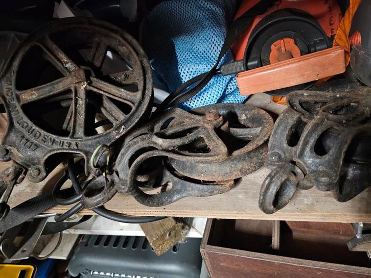 Oude Hooiberg Katrollen - Set van 3, Antiek en Kunst, Antiek | Gereedschap en Instrumenten, Ophalen of Verzenden