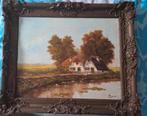 Schilderij Landschap boerderij Klassiek, Antiek en Kunst, Kunst | Schilderijen | Klassiek, Ophalen of Verzenden