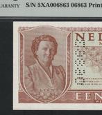 1 Gulden Juliana 1949 Type:PL7.s2.a Specimen Geperforeerd nr, Postzegels en Munten, Bankbiljetten | Nederland, Los biljet, Ophalen