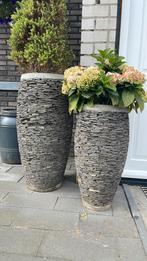 Balinese leisteen bloempot, Ophalen of Verzenden, Nieuw, Rond, Minder dan 25 cm