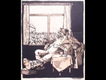 John Bull als Engeland doet niet mee met offensief spotprent beschikbaar voor biedingen