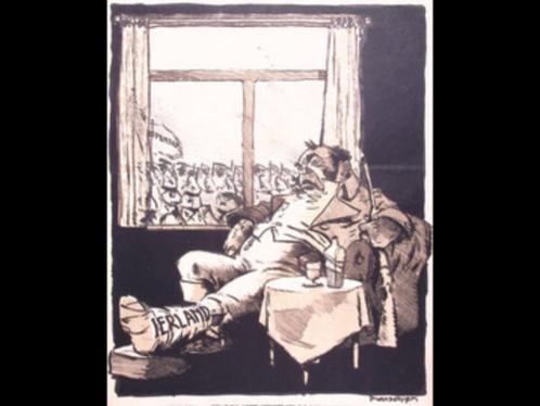 John Bull als Engeland doet niet mee met offensief spotprent, Antiek en Kunst, Kunst | Litho's en Zeefdrukken, Verzenden