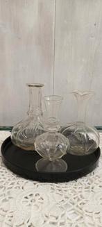 3 Kleine buikvaasjes / fluitvaasjes dun glas, Antiek en Kunst, Antiek | Glas en Kristal, Ophalen of Verzenden