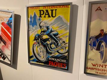 Retro Vintage Poster Pau - 50x70 Canvas ingelijst beschikbaar voor biedingen