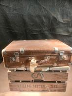 Vintage Bruine Koffer met Slot.geen sleutel aanwezig., Ophalen, Gebruikt, Hard kunststof, Slot