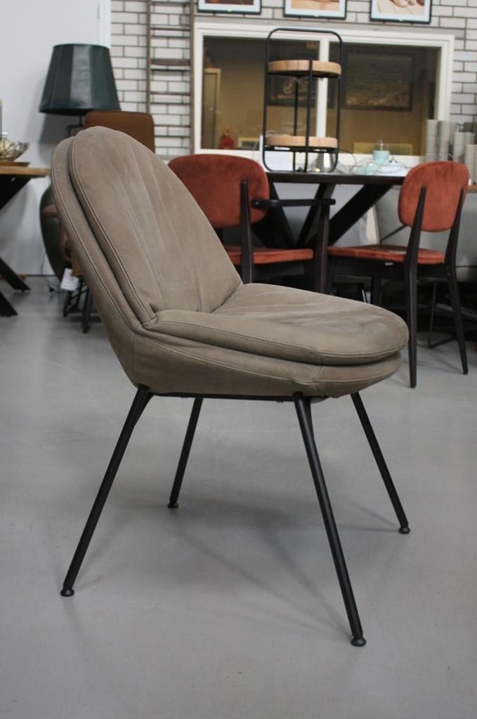 2 x luxe eetkamerstoel CURTIS Jess design echt leer naturel, Ophalen, Zo goed als nieuw, Leer, Twee