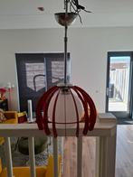 VINTAGE RETRO SPACE AGE ROOD METAAL MELKGLAS HANGLAMP, Ophalen of Verzenden
