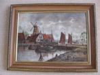 Hans Reifferscheid, "Afgemeerde boten aan een kade"., Ophalen of Verzenden