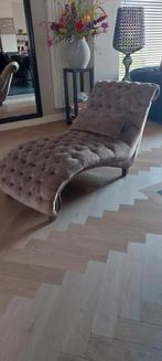 Relax Stoel, taupe velours stof,, Ophalen, Eenpersoons, Zo goed als nieuw, Minder dan 150 cm