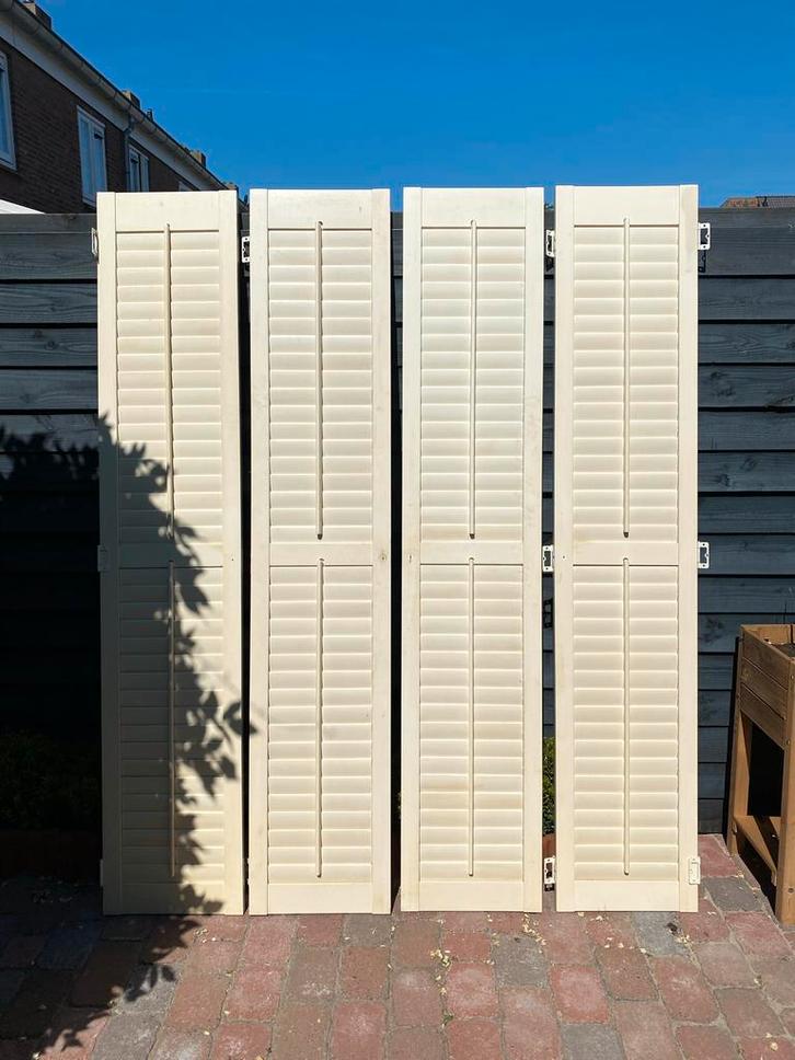 Louvre luiken/deuren (2 stuks) 216x42cm, Doe-het-zelf en Verbouw, Deuren en Horren, Gebruikt, Overige typen, 215 cm of meer, Minder dan 80 cm