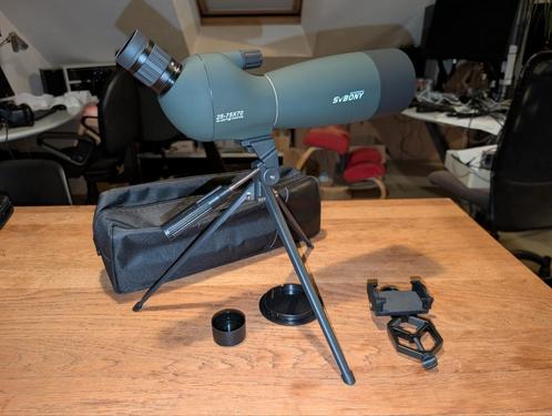 telescoop 25-75X70 met statief en telefoon adapter, Audio, Tv en Foto, Optische apparatuur | Telescopen, Zo goed als nieuw, Met statief