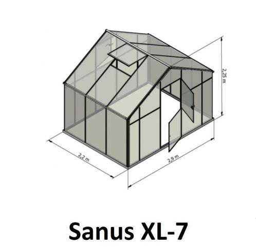 Broeikas Sanus XL-7 (6.38m²) 2.90 x .20 x 2.25 polycarbonaat, Tuin en Terras, Kassen, Nieuw, Kweekkas, Aluminium, Polycarbonaat