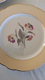 Franse Retro Vintage schalen bloem goud, gekleurde rand, Huis en Inrichting, Ophalen of Verzenden, Gebruikt, Overige stijlen, Schaal of Schalen