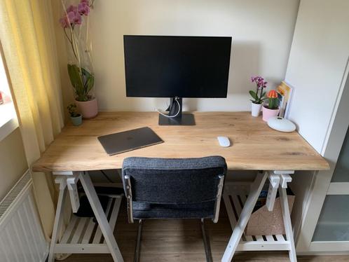 Boomstam bureaublad, eiken werkblad, eiken blad rechte rand, Huis en Inrichting, Woonaccessoires | Wandplanken en Boekenplanken