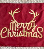 Kerstdecoratie Merry Christmas rendier gewei rood goud 2, Ophalen of Verzenden, Nieuw, Rood, Vierkant