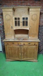 Oude Grenen Kast met Geslepen Glas, Huis en Inrichting, Ophalen, Gebruikt, 50 tot 75 cm, Glas