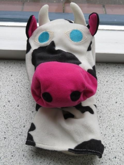 Handpop Koe stier van IKEA boerderij poppenkastpop Lantlig, Ophalen of Verzenden, Zo goed als nieuw, Koe