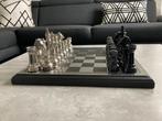 Diga Colmore Luxe schaakbord zwart/zilver 38x38 cm Nieuw, Ophalen of Verzenden, Nieuw