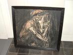 Jan Toorop Mijnwerker litho in mooie houten lijst 79 x 73 cm, Ophalen