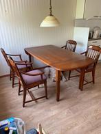 Eethoek met 4 stoelen en salontafel van kersenhout, Huis en Inrichting, Gebruikt, 50 tot 75 cm, 150 tot 200 cm, Kersenhout