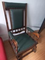 Engelse schommelstoel, met leer bekleed, Antiek en Kunst, Ophalen
