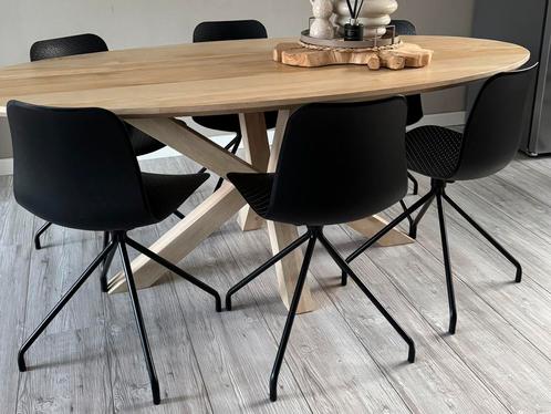 WOOOD 6 eetkamerstoelen Sis in zwart kunststof 81,5x45x46 cm, Huis en Inrichting, Stoelen, Zo goed als nieuw, Vijf, Zes of meer stoelen