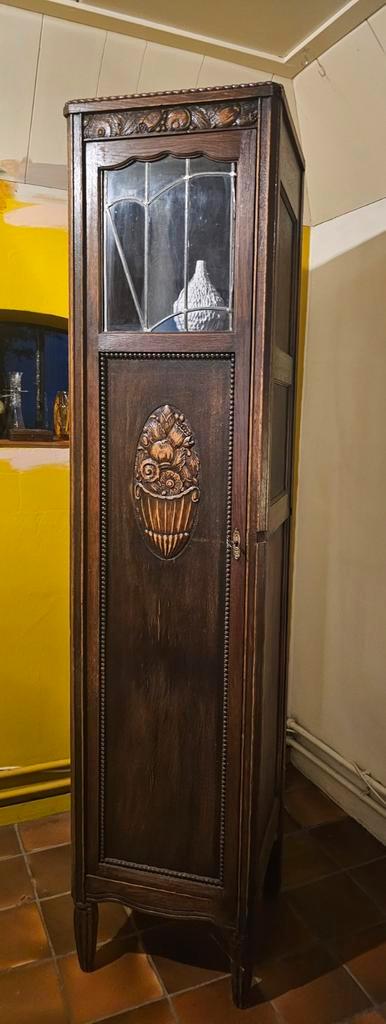 Antieke Biedemeier Hoge Kast met Vitrine & Opbergruimte, Antiek en Kunst, Antiek | Meubels | Kasten, Ophalen of Verzenden