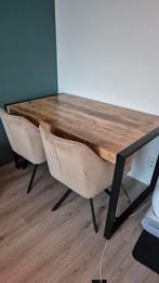 Mangohouten tafel met 2 nieuwe luxe dinerstoelen in doos!, Huis en Inrichting, Complete inboedels, Ophalen