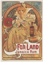 Herdruk Kaart: Advertentie Jamaica Rum - Alphonse Mucha, Verzamelen, Ongelopen, Cultuur en Media, Verzenden