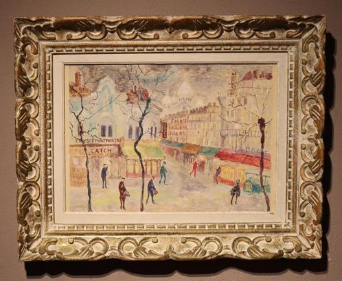 Vrolijk zicht op Parijs in naïeve stijl, Antiek en Kunst, Kunst | Schilderijen | Klassiek, Verzenden