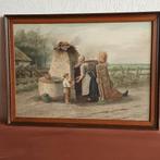 J.H. Otterbeek (1839-1902), aquarel, boerin met kind, Ophalen of Verzenden