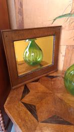 Brocante vintage spiegel, houten lijst, facet geslepen rand, Minder dan 50 cm, Gebruikt, Vintage, Ophalen of Verzenden
