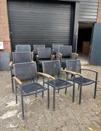 Partij textileen terrasstoelen stapelbaar 52 stuks, Ophalen of Verzenden, Zo goed als nieuw, Zwart, Vijf, Zes of meer stoelen