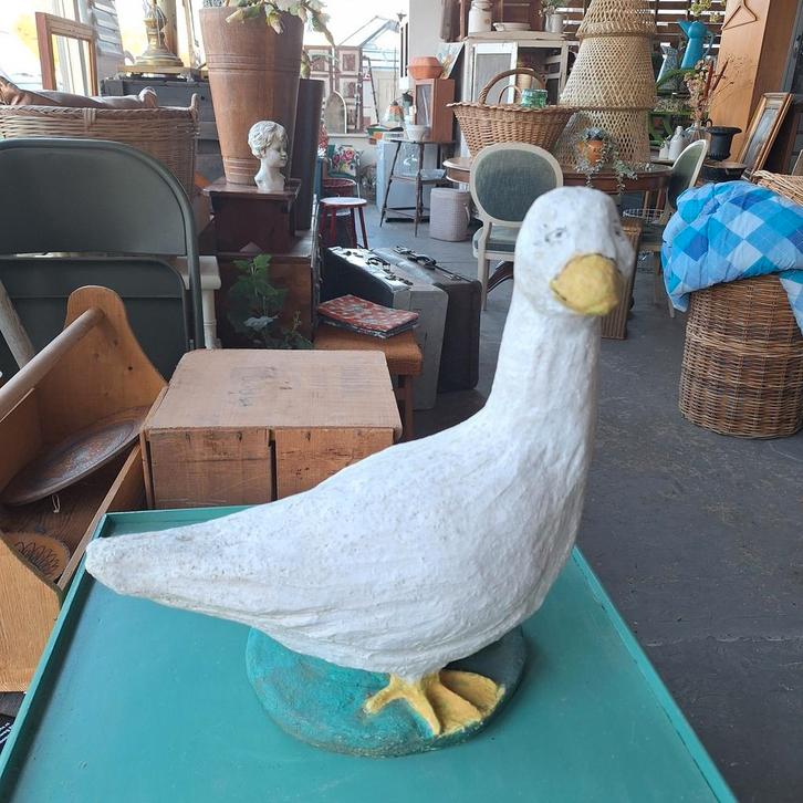 Betonnen Gans Tuinbeeld - 38cm, Tuin en Terras, Tuinbeelden, Gebruikt, Dierenbeeld, Beton, Ophalen