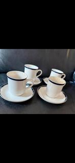 Douwe Egberts kop en schotel blauw/ gous streepje 4x, Ophalen of Verzenden