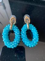 Oorbellen blauw hangers glitter, Overige materialen, Hangers, Blauw, Ophalen of Verzenden
