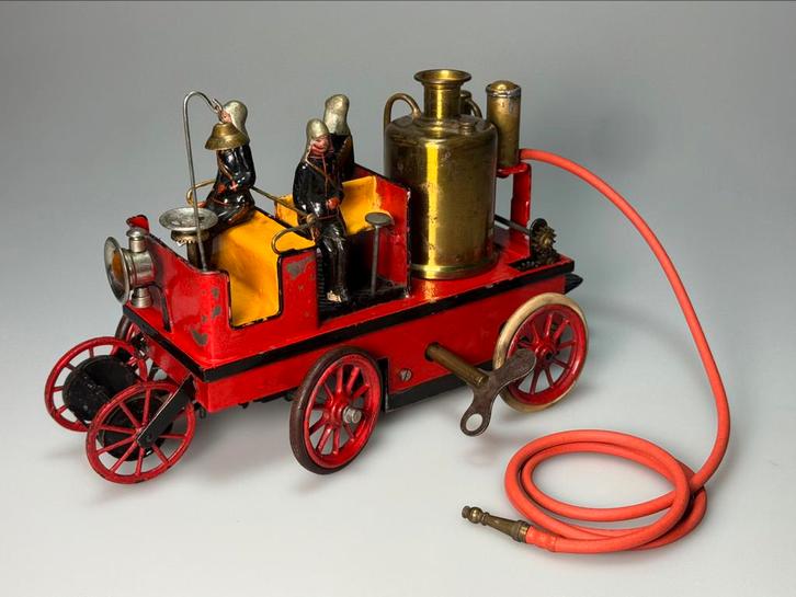 Bing brandweer functioneert goed uurwerk stoommachine, Antiek en Kunst, Antiek | Speelgoed, Ophalen of Verzenden