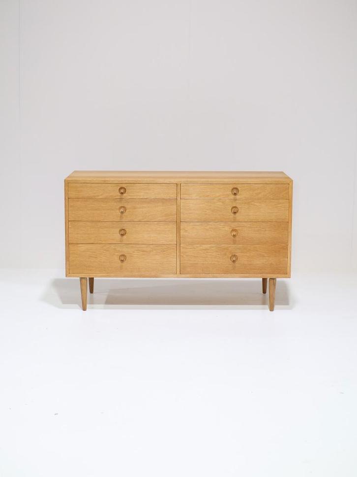 Børge Mogensen dubbele ladekast eiken Deens 1960s, Huis en Inrichting, Kasten | Ladekasten, Zo goed als nieuw, Minder dan 100 cm