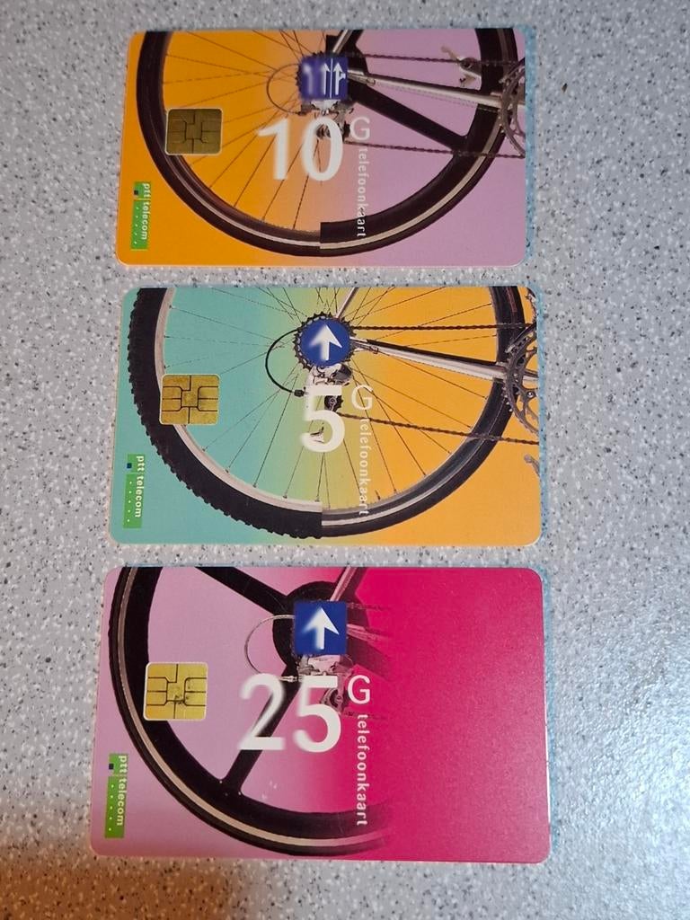 3 stuks PTT telefoonkaarten Fiets wielen, Ophalen of Verzenden, Nederland