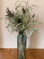 Vaas hoog 45  cm Aqua blauw recycled glas, Blauw, Ophalen of Verzenden, Minder dan 50 cm, Glas