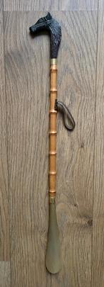 Oude lange schoenlepel met zwart paardenhoofd als handvat, Antiek en Kunst, Curiosa en Brocante, Ophalen of Verzenden